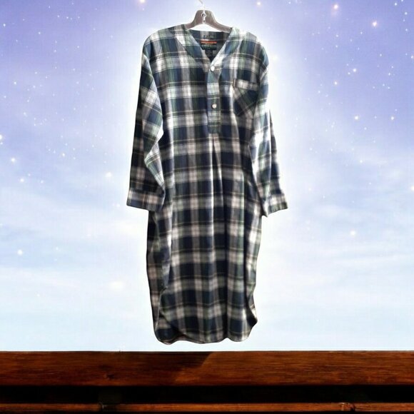 Wynbrier Night Shirt Sleep Gown Unisex 100% Cotton Plaid M 1/4 button Portugal . - Picture 8 of 16